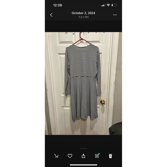 Old Navy Black And White Striped Wrap Dress Below Knee Tie Belt size XL NWT - Picture 6 of 7